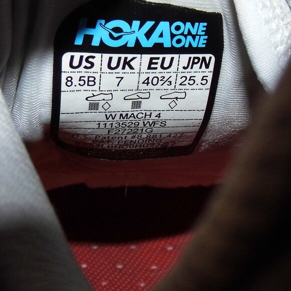 HOKA ONE ONE Mach 4 White Fiesta Sneakers Womens Size 8.5 B - Picture 7 of 7